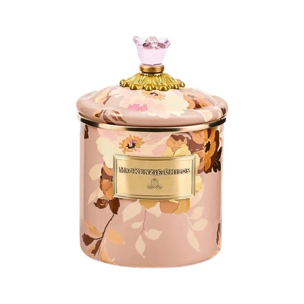 Mackenzie Child Wild Rose Mauve 3pc Canister set New